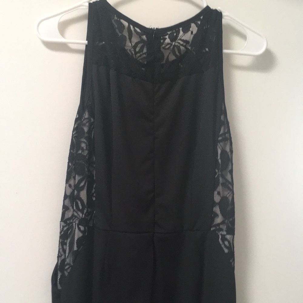 black lace cut out jumpsuit with pockets